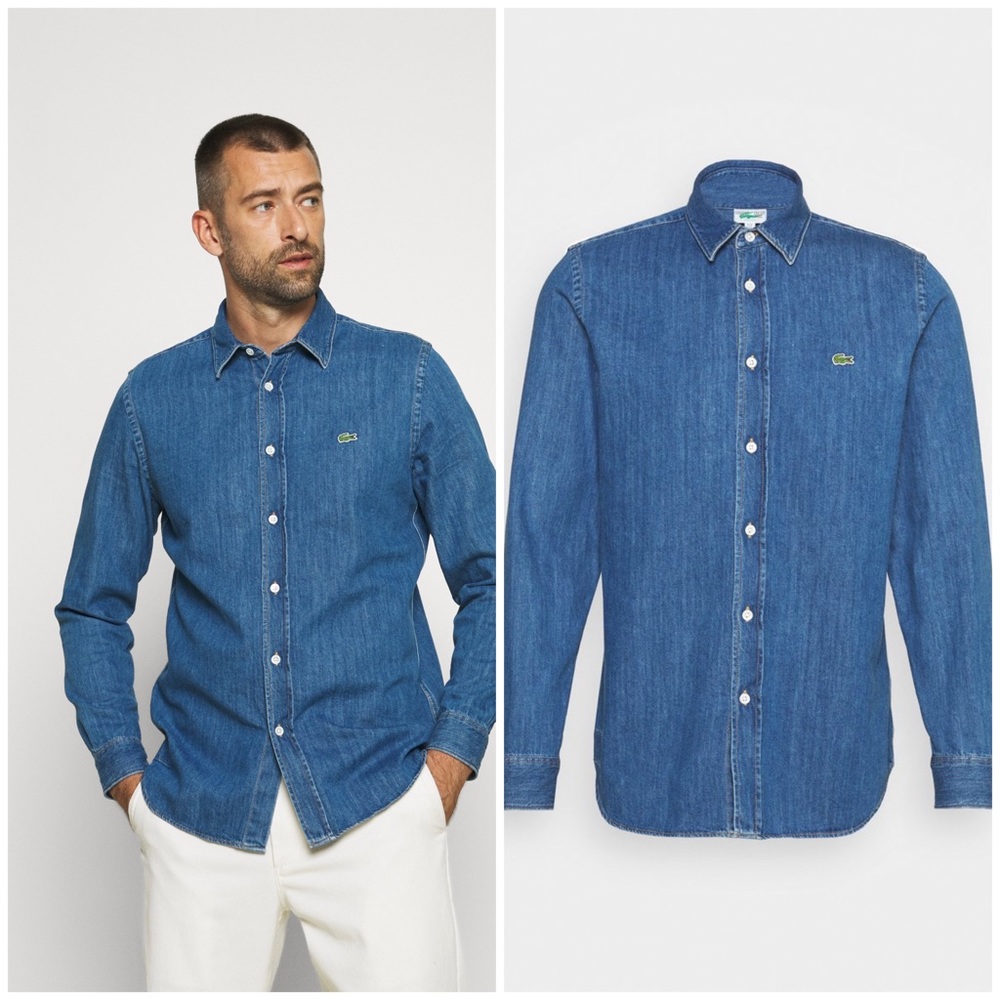 Lacoste Men’s Regular Fit Lightweight Organic Cotton Denim Shirt
